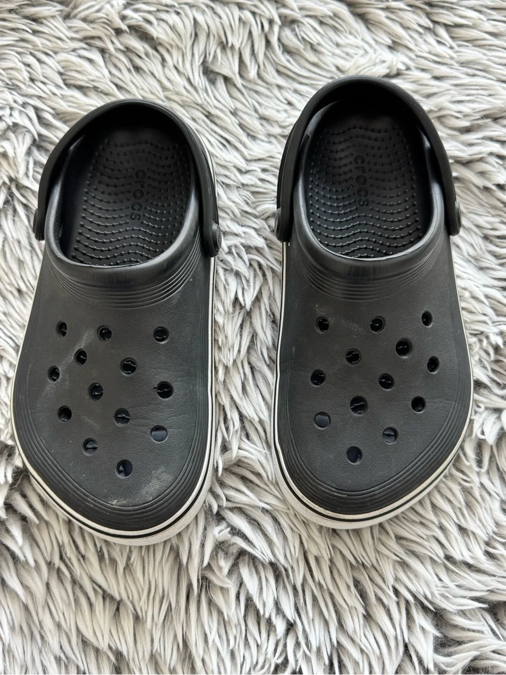 CROCS Kids Black Clog with White Trim